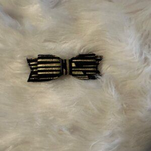 Black & Gold Stripe 3 1/2" Bow Tie Bow   7639  Handmade NWT Boutique